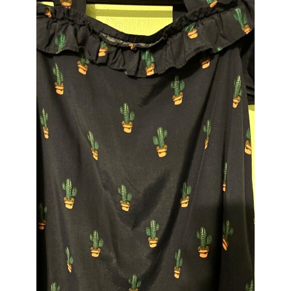 NEW Dress Women's Medium Blue Vacation Hawaii Summer Festival Cactus Short Dress - Picture 9 of 13